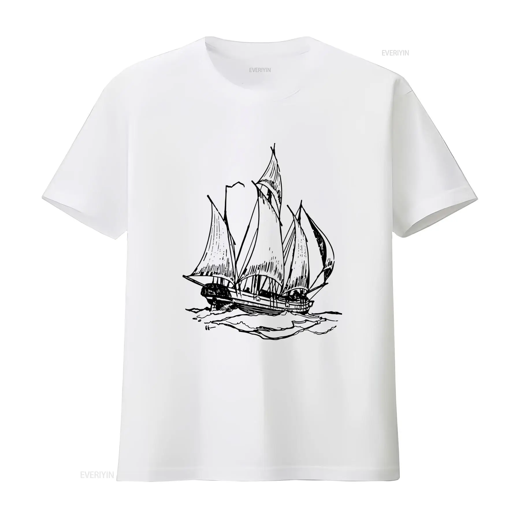 Vintage Yacht Fashion - Классическая винтажная футболка с принтом парусника