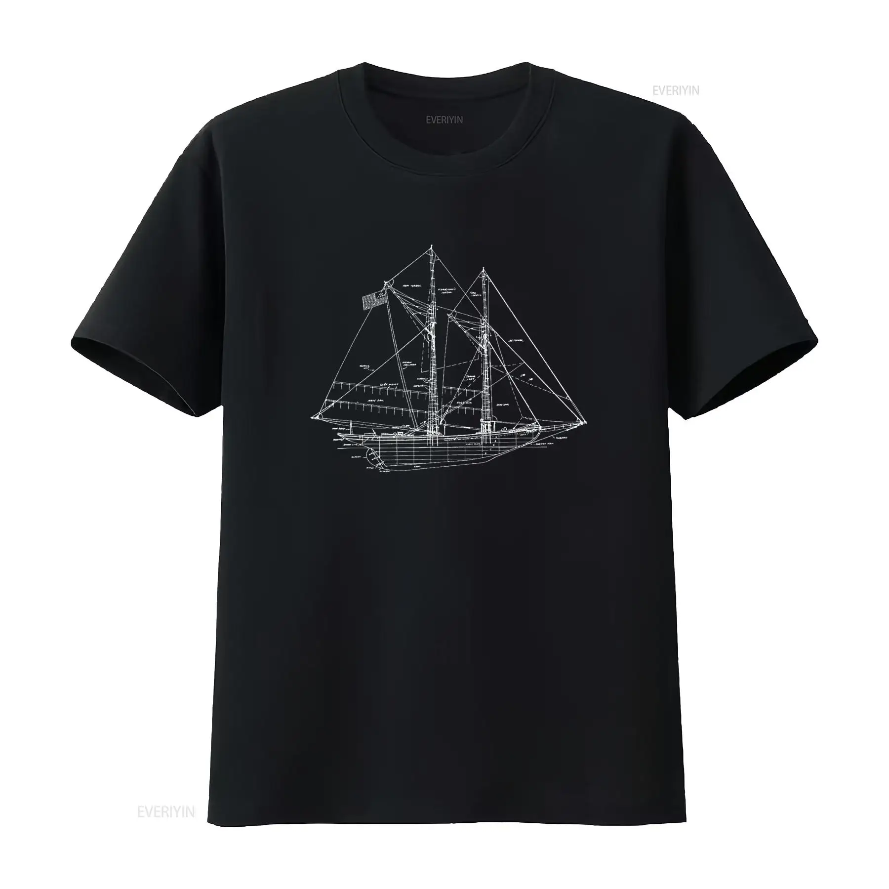 Vintage Yacht Fashion - Винтажная футболка с надписью «Парусник» для