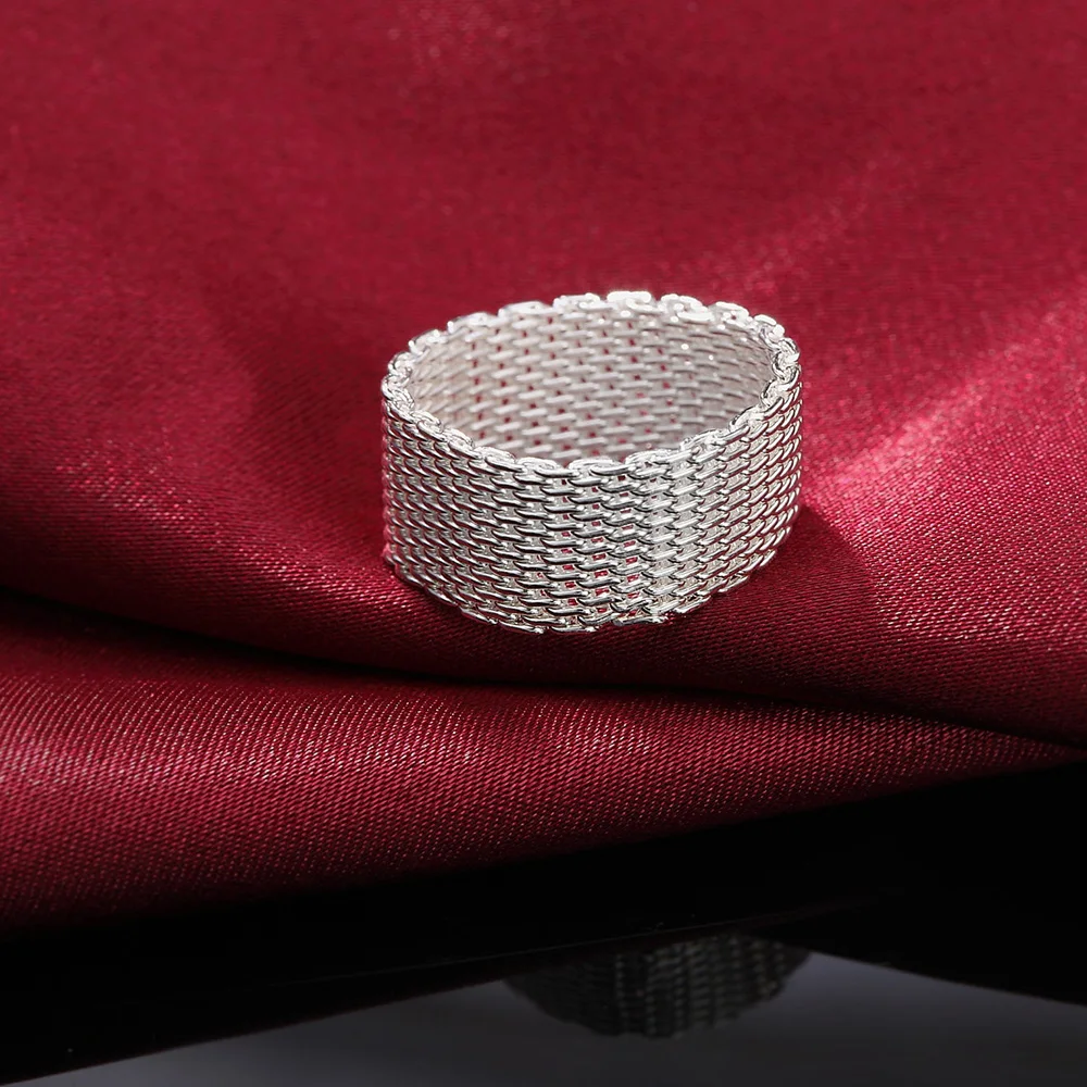 Vintage Fashion Rings For Women - Простые сетчатые кольца из стерлингового серебра