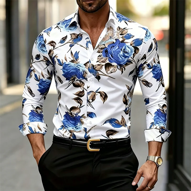 Printed Floral Shirt - Мужская рубашка с длинным рукавом и