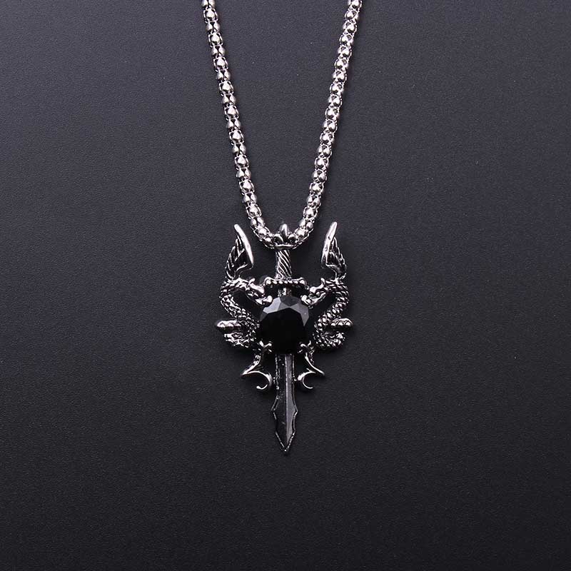 Vintage Fashion Necklace - Ожерелье с крестом из черного камня
