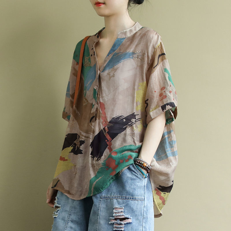 Женская тонкая льняная Блузка  – обзор и цена Vintage Fashion In Chinese